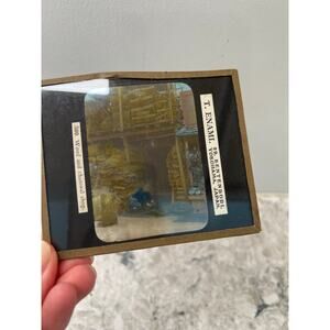 Antique Magic Glass Lantern Slide T. Enami Wood and Charcoal Shop JL